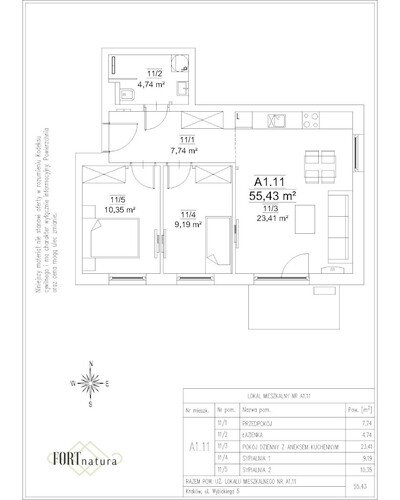 Plan Frax-Bud mieszkanie w inwestycji ul. Wybickiego 5 FORTnatura - budynek A1