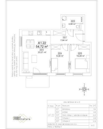 Plan Frax-Bud mieszkanie w inwestycji ul. Wybickiego 5 FORTnatura - budynek A1