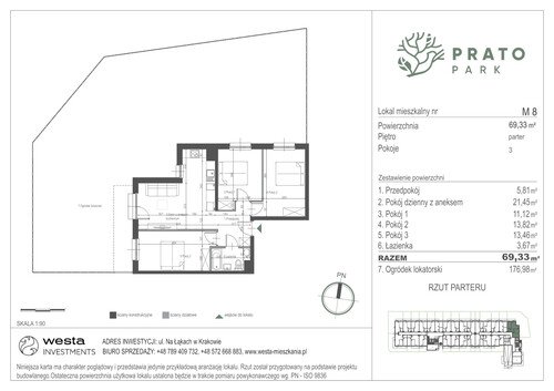 Plan Apartamenty Nowohucka Sp. z o.o. mieszkanie w inwestycji ul. Na Łąkach Prato Park