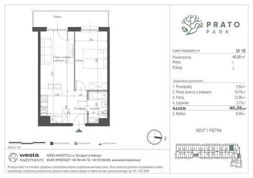 Plan Apartamenty Nowohucka Sp. z o.o. mieszkanie w inwestycji ul. Na Łąkach Prato Park