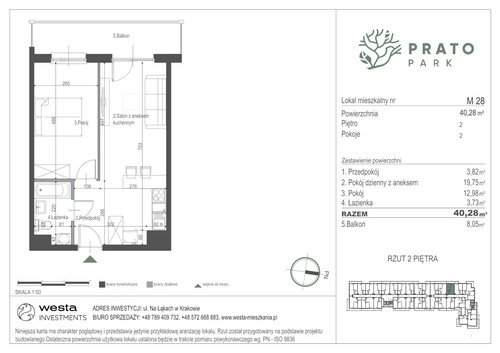 Plan Apartamenty Nowohucka Sp. z o.o. mieszkanie w inwestycji ul. Na Łąkach Prato Park