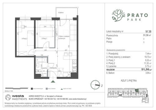 Plan Apartamenty Nowohucka Sp. z o.o. mieszkanie w inwestycji ul. Na Łąkach Prato Park