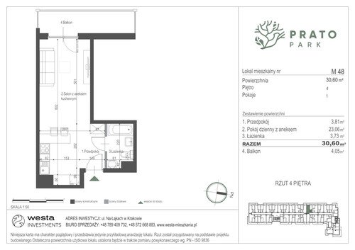 Plan Apartamenty Nowohucka Sp. z o.o. mieszkanie w inwestycji ul. Na Łąkach Prato Park