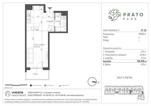 Plan Apartamenty Nowohucka Sp. z o.o. mieszkanie w inwestycji ul. Na Łąkach Prato Park