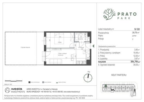 Plan Apartamenty Nowohucka Sp. z o.o. mieszkanie w inwestycji ul. Na Łąkach Prato Park