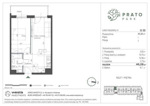 Plan Apartamenty Nowohucka Sp. z o.o. mieszkanie w inwestycji ul. Na Łąkach Prato Park