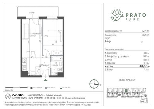 Plan Apartamenty Nowohucka Sp. z o.o. mieszkanie w inwestycji ul. Na Łąkach Prato Park