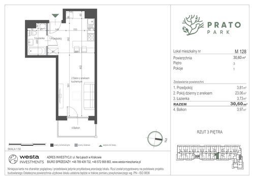 Plan Apartamenty Nowohucka Sp. z o.o. mieszkanie w inwestycji ul. Na Łąkach Prato Park