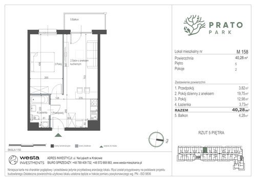 Plan Apartamenty Nowohucka Sp. z o.o. mieszkanie w inwestycji ul. Na Łąkach Prato Park