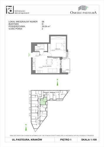 Plan Tętnowski Development mieszkanie w inwestycji ul. Pasteura Osiedle Pasteura - IV etap