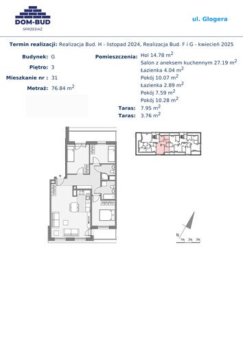 Plan Dom-Bud M. Szaflarski Spółka Jawna mieszkanie w inwestycji ul. Glogera ul. Glogera, bud. G