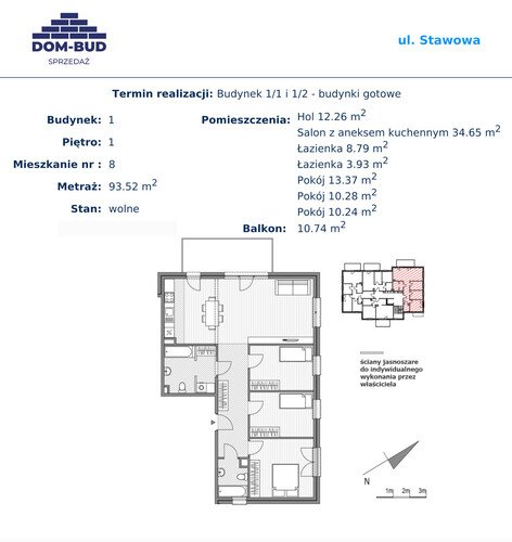 Plan Dom-Bud M. Szaflarski Spółka Jawna mieszkanie w inwestycji ul. Stawowa 242 Stawowa - bud. 1/1