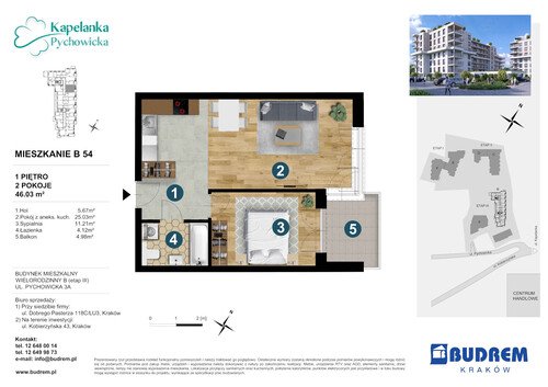 Plan BUDREM mieszkanie w inwestycji ul. Pychowicka 3A Kapelanka-Pychowicka - budynek B