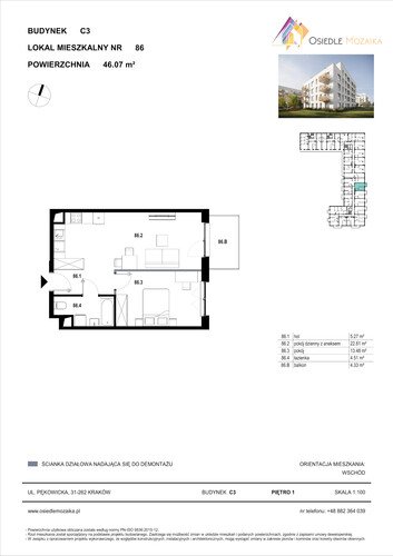 Plan KG Group Sp. z o.o. mieszkanie w inwestycji  Osiedle Mozaika - bud. C3