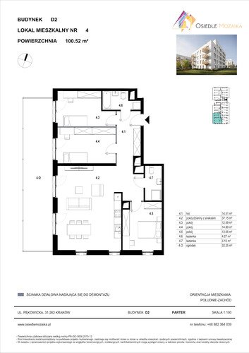 Plan KG Group Sp. z o.o. mieszkanie w inwestycji  Osiedle Mozaika - bud. D2