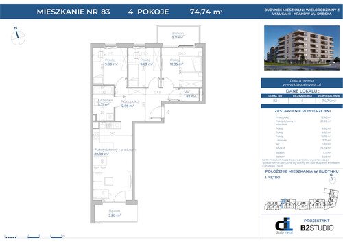 Plan Dasta Invest Sp. z o.o. mieszkanie w inwestycji ul. Dąbska Dąbska Pools