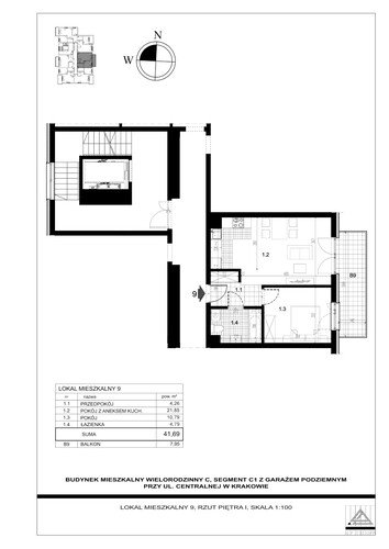 Plan Proins mieszkanie w inwestycji ul. Centralna Centralna - etap II, bud. C1