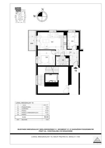 Plan Proins mieszkanie w inwestycji ul. Centralna Centralna - etap II, bud. C1