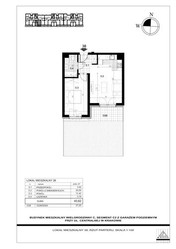 Plan Proins mieszkanie w inwestycji ul. Centralna Centralna - etap II, bud. C2