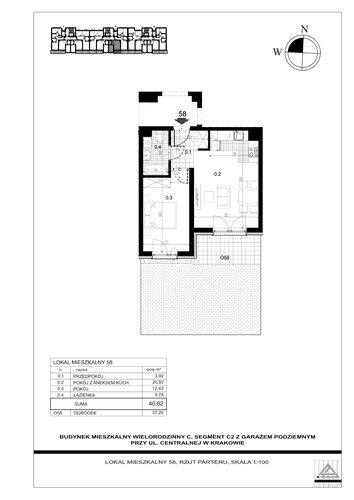 Plan Proins mieszkanie w inwestycji ul. Centralna Centralna - etap II, bud. C2