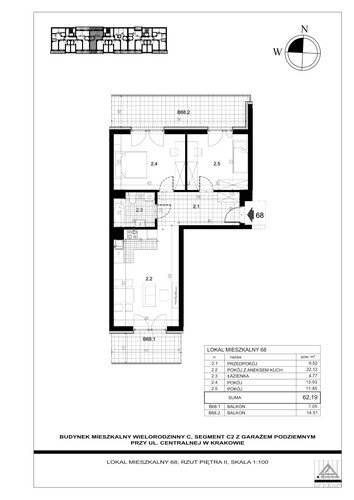 Plan Proins mieszkanie w inwestycji ul. Centralna Centralna - etap II, bud. C2