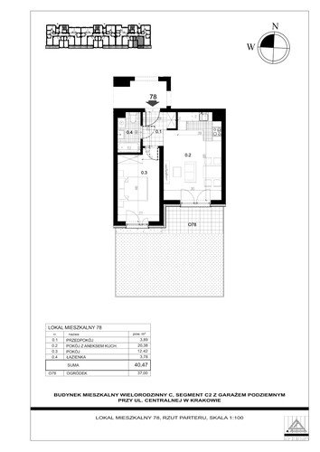 Plan Proins mieszkanie w inwestycji ul. Centralna Centralna - etap II, bud. C2