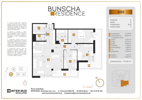 Plan Inter-Bud Developer Sp. z o.o. mieszkanie w inwestycji ul. Bunscha Bunscha Residence (wkrótce w sprzedaży) 