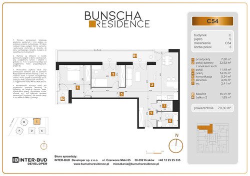 Plan Inter-Bud Developer Sp. z o.o. mieszkanie w inwestycji ul. Bunscha Bunscha Residence