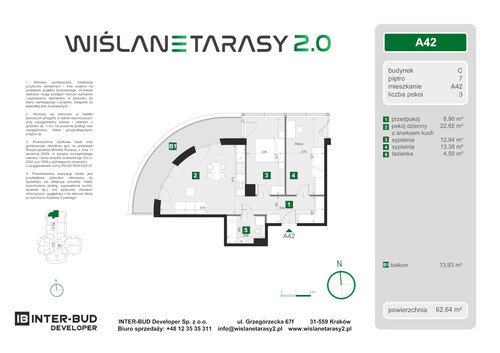 Plan Inter-Bud Developer Sp. z o.o. apartament w inwestycji ul. Grzegórzecka Wiślane Tarasy 2.0 - bud. C (wkrótce w sprzedaży)