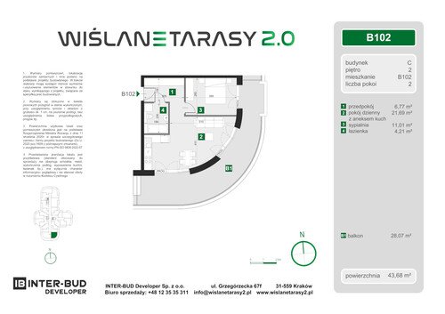 Plan Inter-Bud Developer Sp. z o.o. apartament w inwestycji ul. Grzegórzecka Wiślane Tarasy 2.0 - bud. C (wkrótce w sprzedaży)