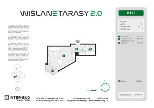 Plan Inter-Bud Developer Sp. z o.o. apartament w inwestycji ul. Grzegórzecka Wiślane Tarasy 2.0 - bud. C (wkrótce w sprzedaży)