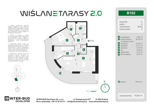 Plan Inter-Bud Developer Sp. z o.o. apartament w inwestycji ul. Grzegórzecka Wiślane Tarasy 2.0 - bud. C (wkrótce w sprzedaży)