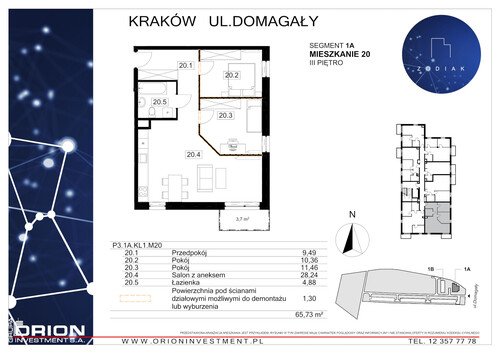 Plan Grupa Orion Investment S.A. mieszkanie w inwestycji ul. Domagały Osiedle Zodiak - bud. 39