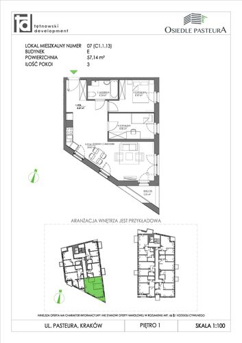 Plan Tętnowski Development mieszkanie w inwestycji ul. Pasteura Osiedle Pasteura - II etap