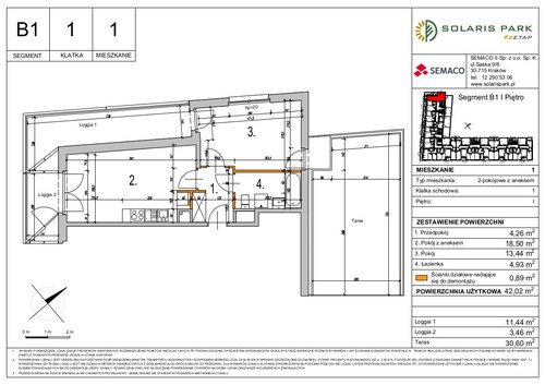 Plan Semaco II Sp. z o.o. Sp. k. mieszkanie w inwestycji ul. Lema Solaris Park - Etap II, bud. B1