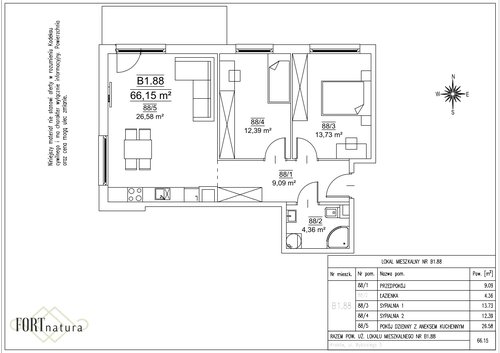 Plan Frax-Bud mieszkanie w inwestycji ul. Wybickiego 5 FORTnatura - budynki B1 i B2