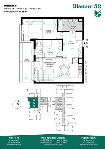 Plan Super Krak S.A. mieszkanie w inwestycji ul. Ułanów Ułanów 58 (Kraków-Śródmieście)