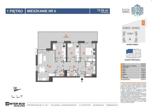 Plan Inter-Bud Developer Sp. z o.o. mieszkanie w inwestycji os. Bohaterów Września Piasta Towers - bud. 8