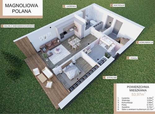Plan Techniq mieszkanie w inwestycji Wieliczka, ul. Magnoliowa Magnoliowa Polana