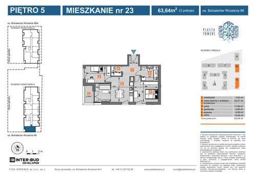 Plan Inter-Bud Developer Sp. z o.o. mieszkanie w inwestycji os. Bohaterów Września Piasta Towers - bud. 86