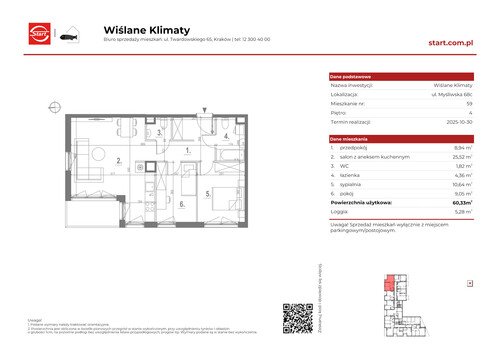 Plan Grupa Deweloperska START mieszkanie w inwestycji ul. Myśliwska 68c Wiślane Klimaty