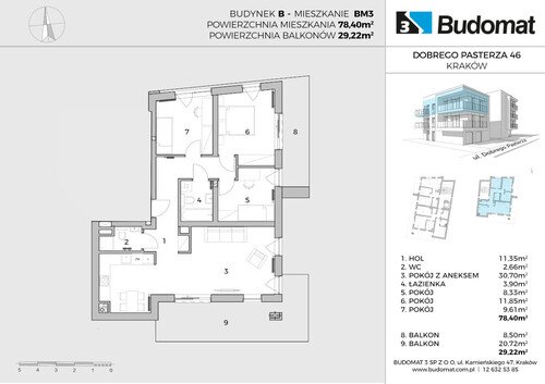 Plan Budomat 3 Sp. z o.o. mieszkanie w inwestycji ul. Dobrego Pasterza 44, 46 Kamieniczki Dobrego Pasterza