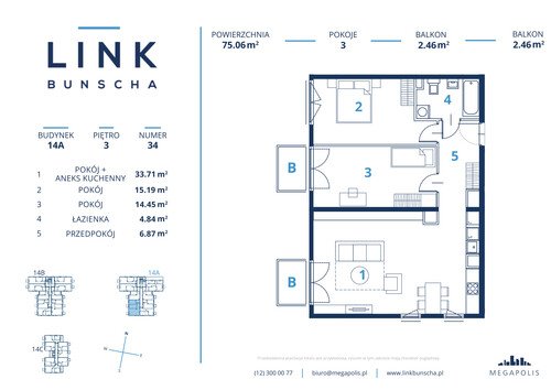 Plan Megapolis Sp. z o.o. mieszkanie w inwestycji ul. Bunscha 14A, 14B, 14C Link Bunscha