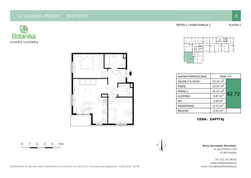 Plan Stylhut Plus sp. z o.o. mieszkanie w inwestycji ul. Lasówka Osiedle Lasówka - bud. B