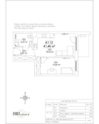 Plan Frax-Bud mieszkanie w inwestycji ul. Wybickiego 5 FORTnatura - budynek A1