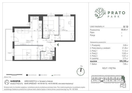 Plan Apartamenty Nowohucka Sp. z o.o. mieszkanie w inwestycji ul. Na Łąkach Prato Park