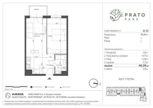 Plan Apartamenty Nowohucka Sp. z o.o. mieszkanie w inwestycji ul. Na Łąkach Prato Park