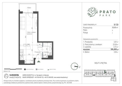 Plan Apartamenty Nowohucka Sp. z o.o. mieszkanie w inwestycji ul. Na Łąkach Prato Park