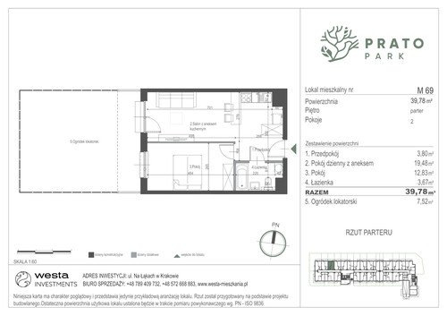 Plan Apartamenty Nowohucka Sp. z o.o. mieszkanie w inwestycji ul. Na Łąkach Prato Park