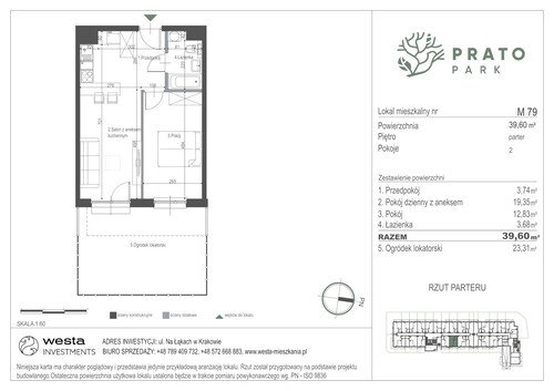 Plan Apartamenty Nowohucka Sp. z o.o. mieszkanie w inwestycji ul. Na Łąkach Prato Park